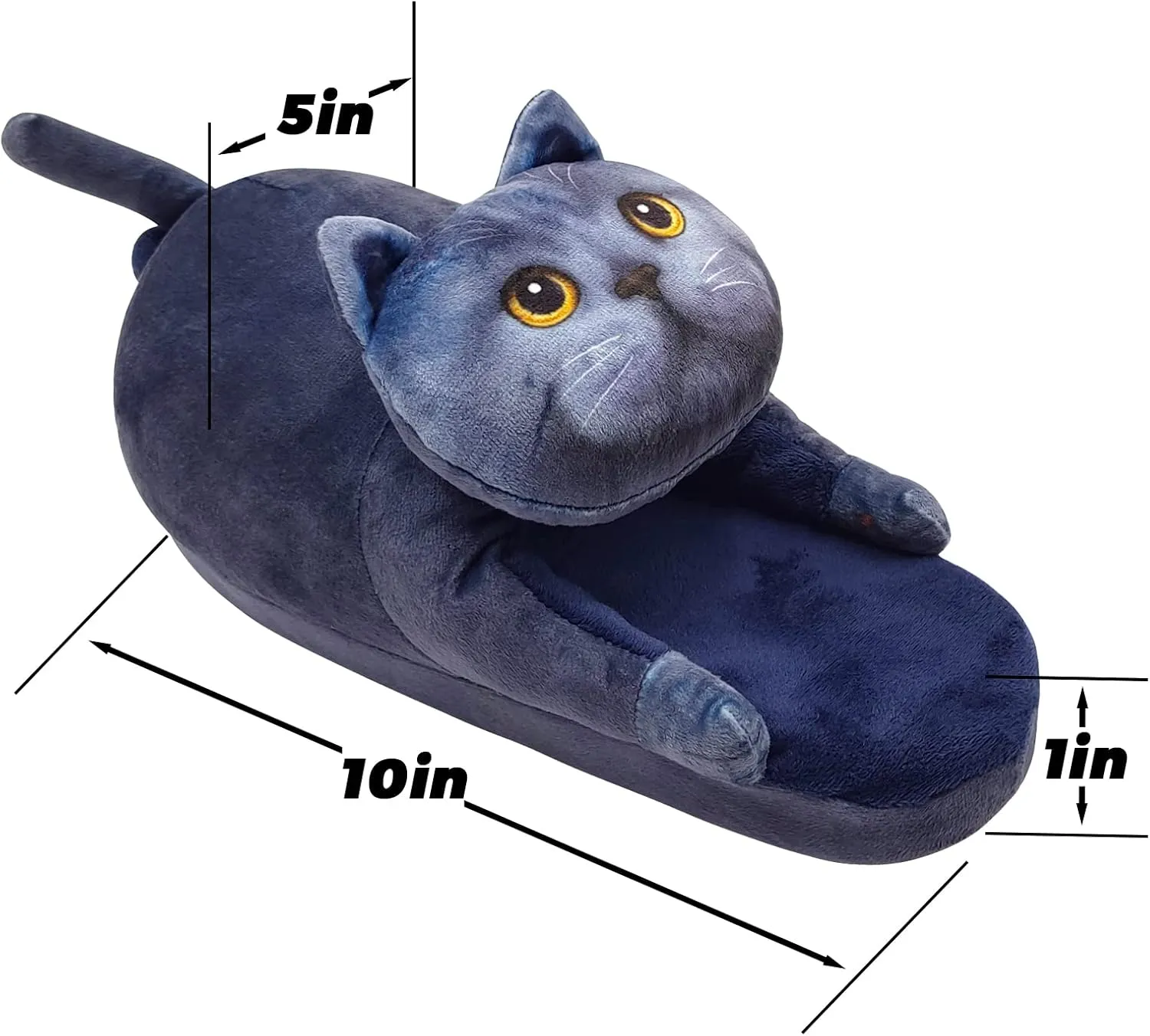 Funny Fuzzy Cat Slippers for Women - Fluffy House Shoes, Cute Animal Slippers for Indoor & Outdoor, Soft Non-Slip, Cat Gifts for Lovers, Christmas Gifts for Girls/Mom/Men