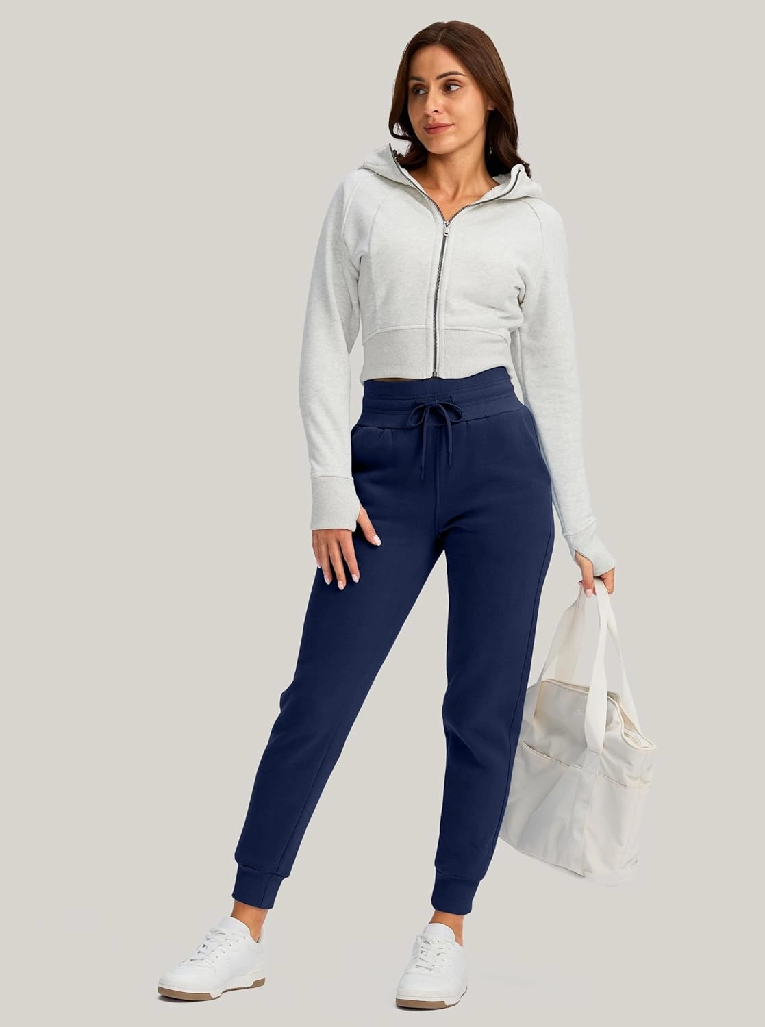 G Gradual Women's Sherpa Fleece Lined Pants with Zipper Pockets Winter Warm Joggers High Waisted Fleece Sweatpants