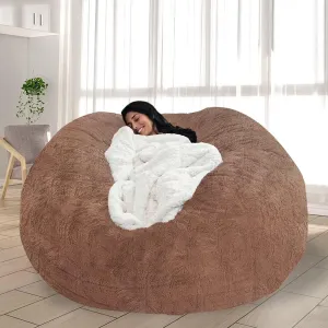 Gaint Bean Bag for Kids Adults Cover Only Cozy Oversized Round Beanbag Chair Sofa Couch for Stuffed Animal Storage Bean Bag Bed, 6FT, Khaki