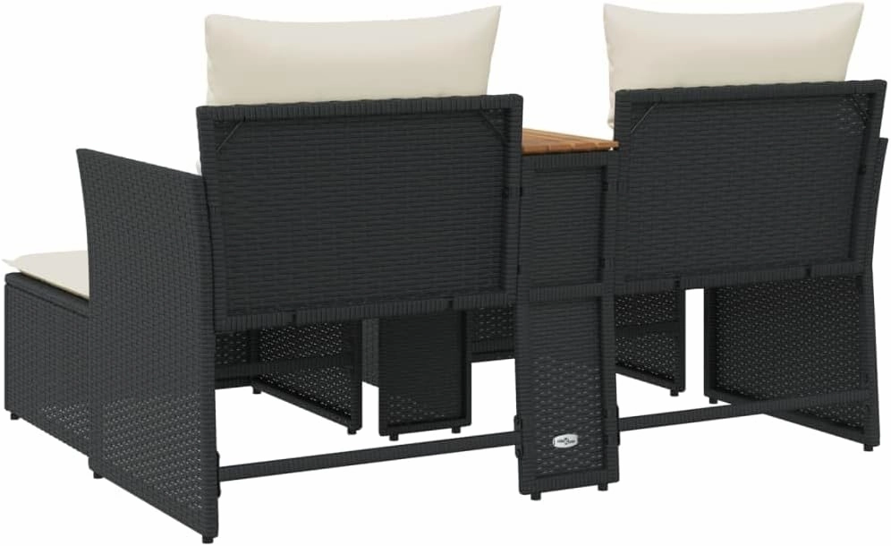 Garden Sofa Outdoor Set, Cushions, Modern Patio Furniture with Adjustable Feet and Poly Rattan for Balcony, Deck, Backyard Seating