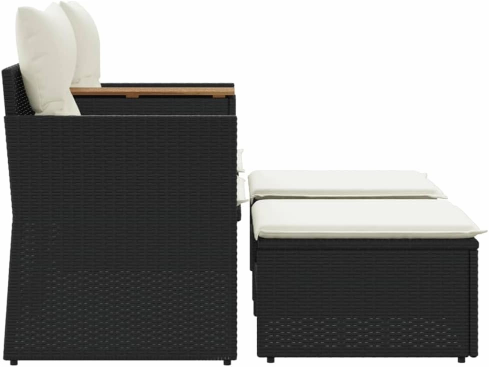 Garden Sofa Outdoor Set, Cushions, Modern Patio Furniture with Adjustable Feet and Poly Rattan for Balcony, Deck, Backyard Seating