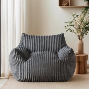 Giant Bean Bag Chair for Adults, Oversized Comfy Plush Boneless Beanbag Couch with Memory Foam Filling - Accent Lounge for Bedroom, Living Room & Corner, Lazy Floor Sofa Chair, Grey