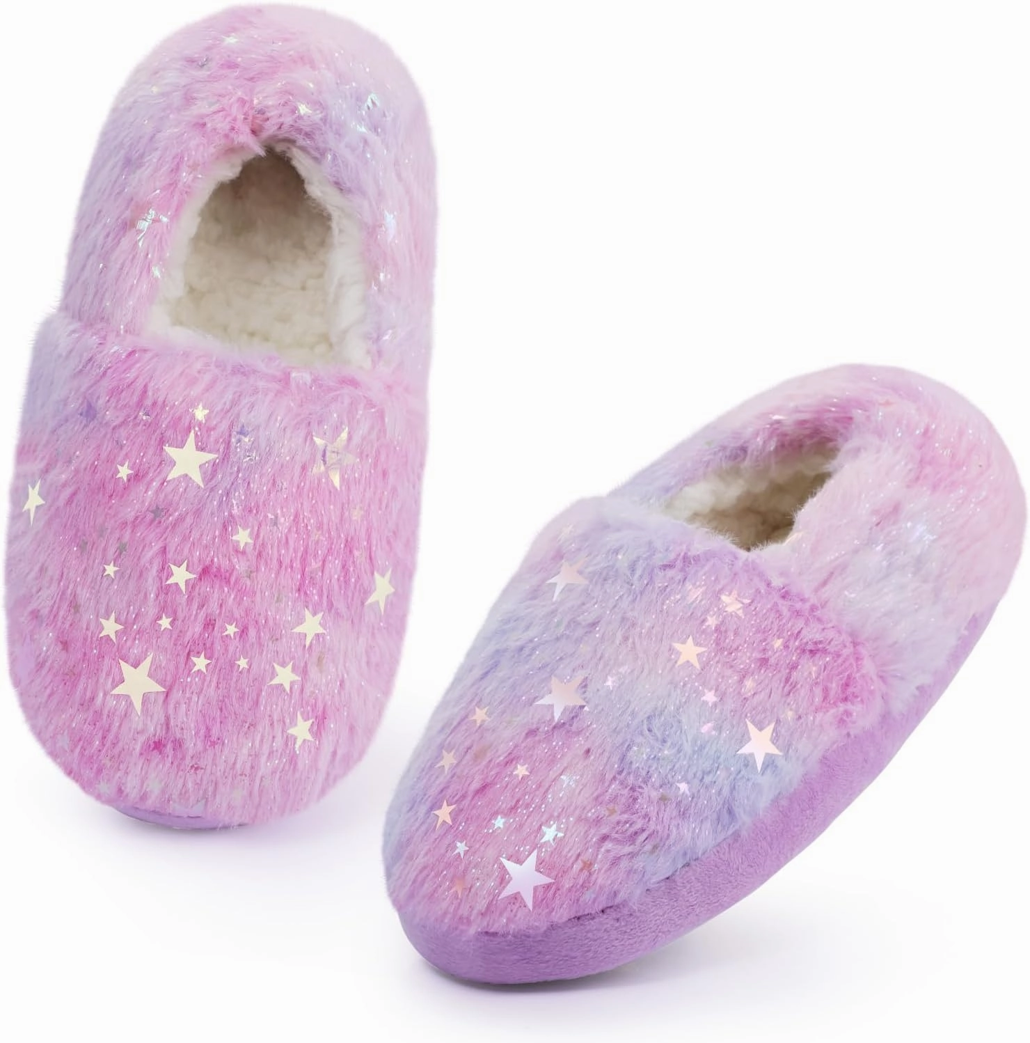Girls Mermaid Princess Glitter House Slippers No-Slip Memory Foam Slippers for Kids (Little Kid/Big Kid)
