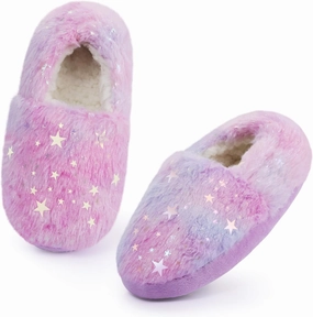 Girls Mermaid Princess Glitter House Slippers No-Slip Memory Foam Slippers for Kids (Little Kid/Big Kid)