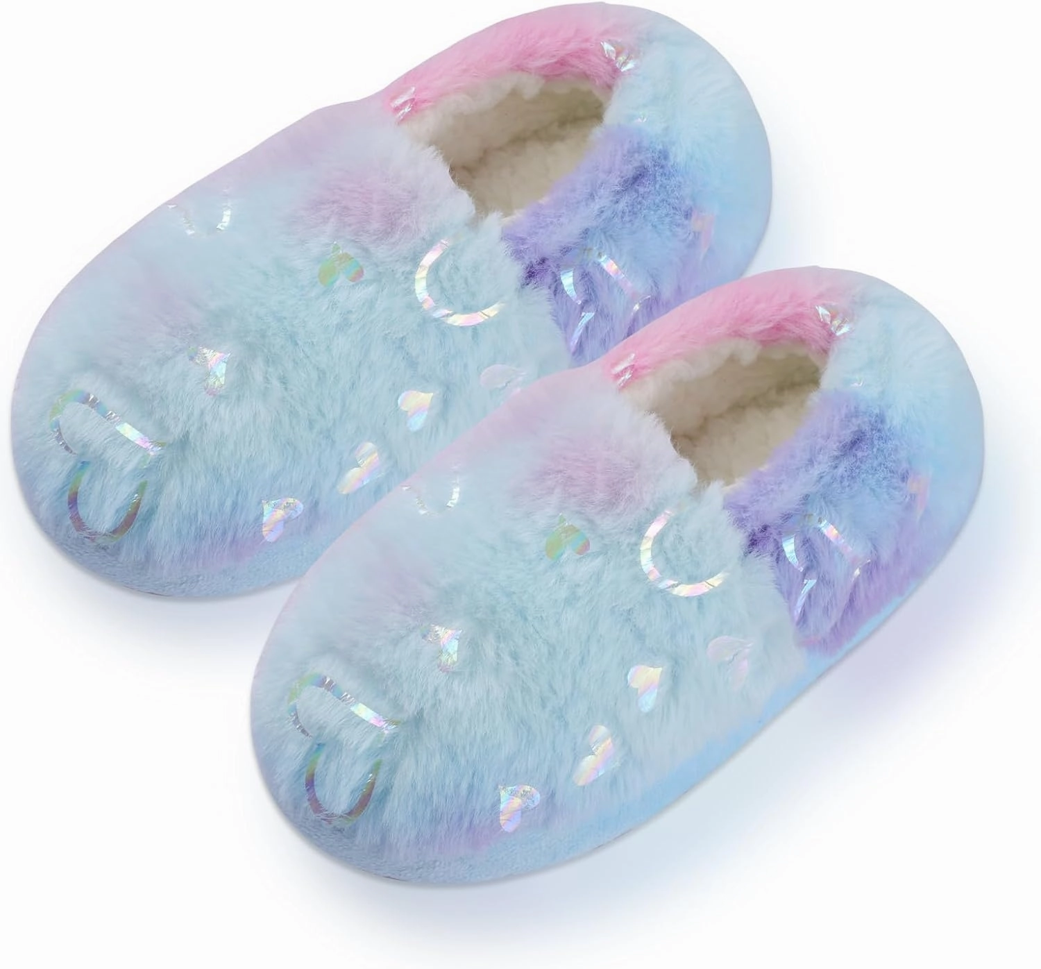 Girls Mermaid Princess Glitter House Slippers No-Slip Memory Foam Slippers for Kids (Little Kid/Big Kid)