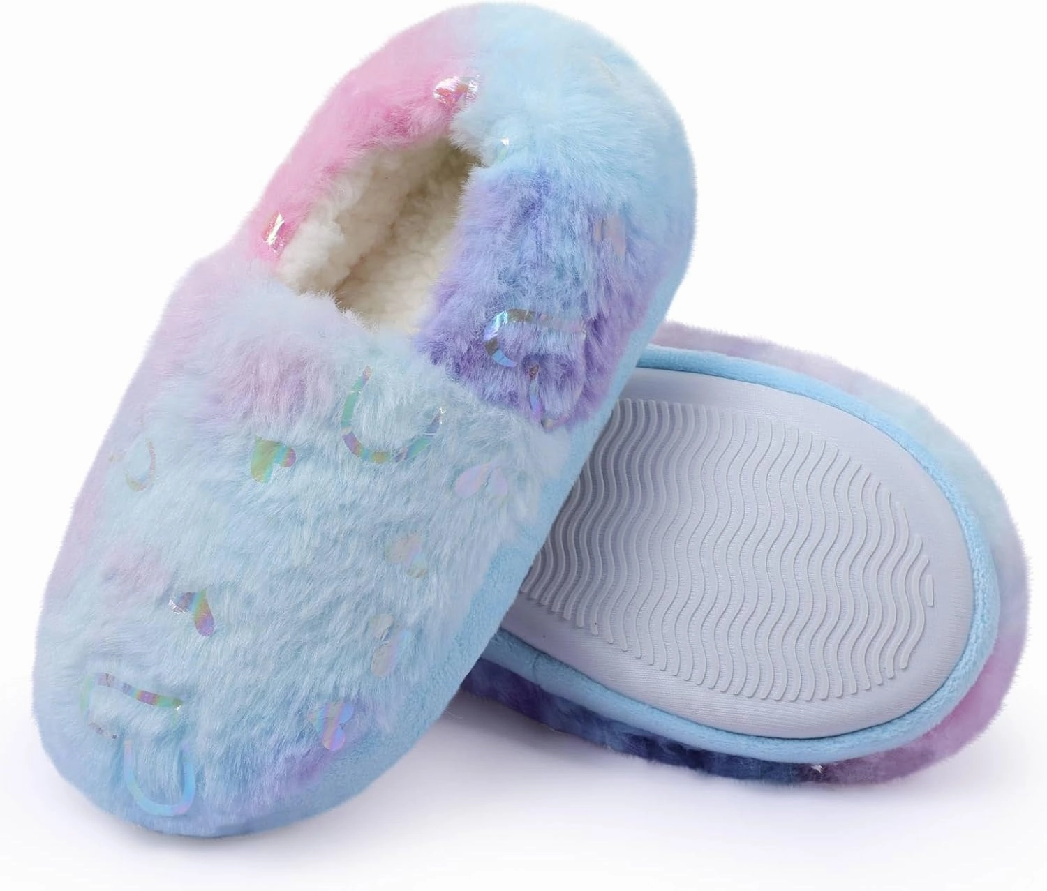 Girls Mermaid Princess Glitter House Slippers No-Slip Memory Foam Slippers for Kids (Little Kid/Big Kid)