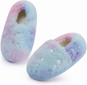 Girls Mermaid Princess Glitter House Slippers No-Slip Memory Foam Slippers for Kids (Little Kid/Big Kid)