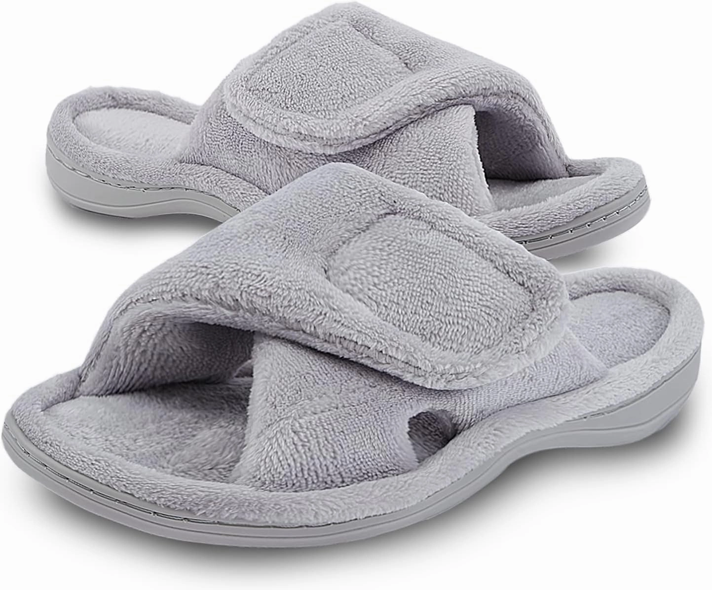 Git-up Women's Memory Foam Slippers with Arch Support - Adjustable Hook and Loop Indoor/Outdoor Shoes
