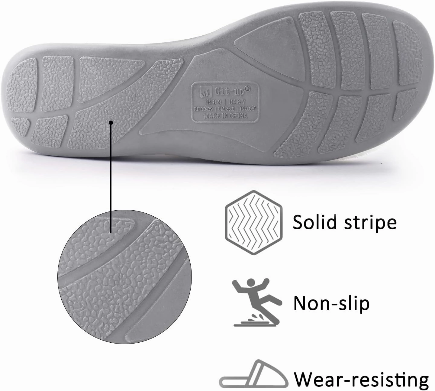 Git-up Women's Memory Foam Slippers with Arch Support - Adjustable Hook and Loop Indoor/Outdoor Shoes