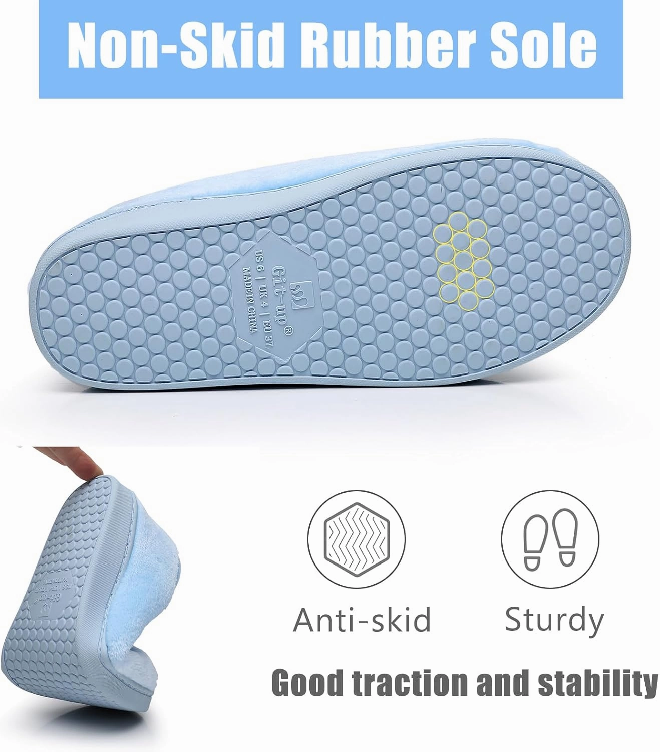Git-up Women Soft wide Slippers Memory Foam Closed Toed Diabetic Arthritis Edema House Slippers