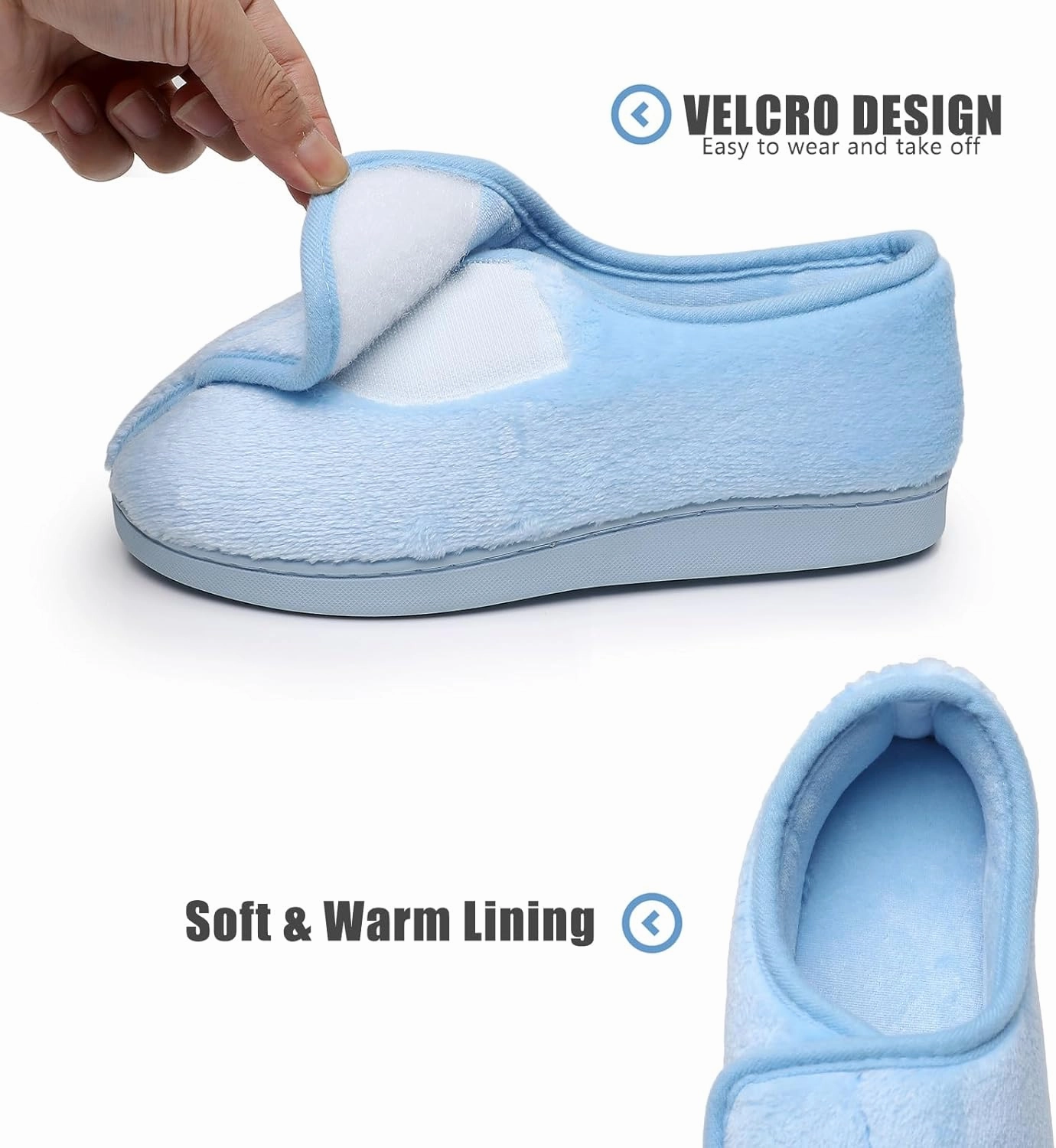 Git-up Women Soft wide Slippers Memory Foam Closed Toed Diabetic Arthritis Edema House Slippers