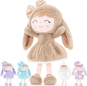 Gloveleya Easter Bunny Gift - Plush Bunny Dolls for Baby Girl & Toddlers - Brown, 12 Inches