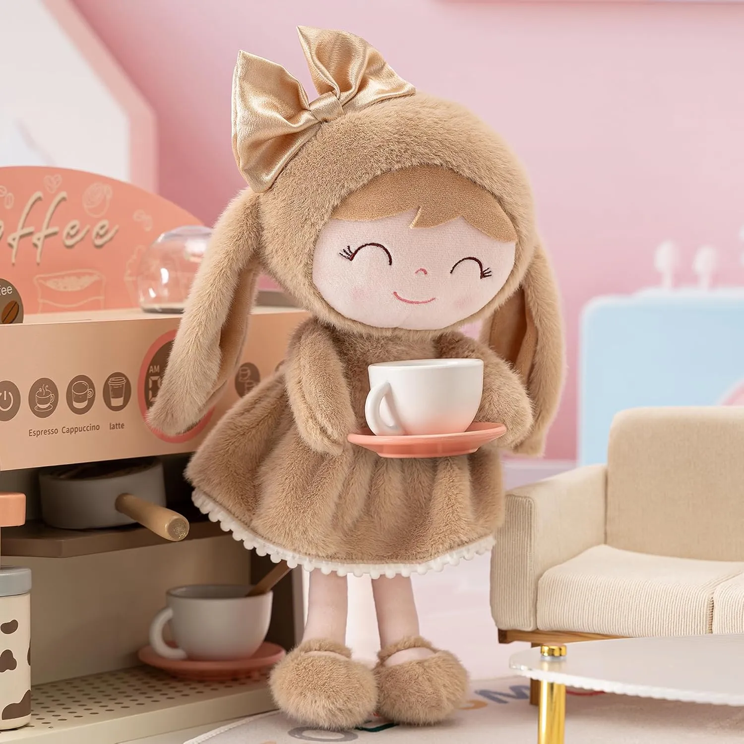Gloveleya Easter Bunny Gift - Plush Bunny Dolls for Baby Girl & Toddlers - Brown, 12 Inches