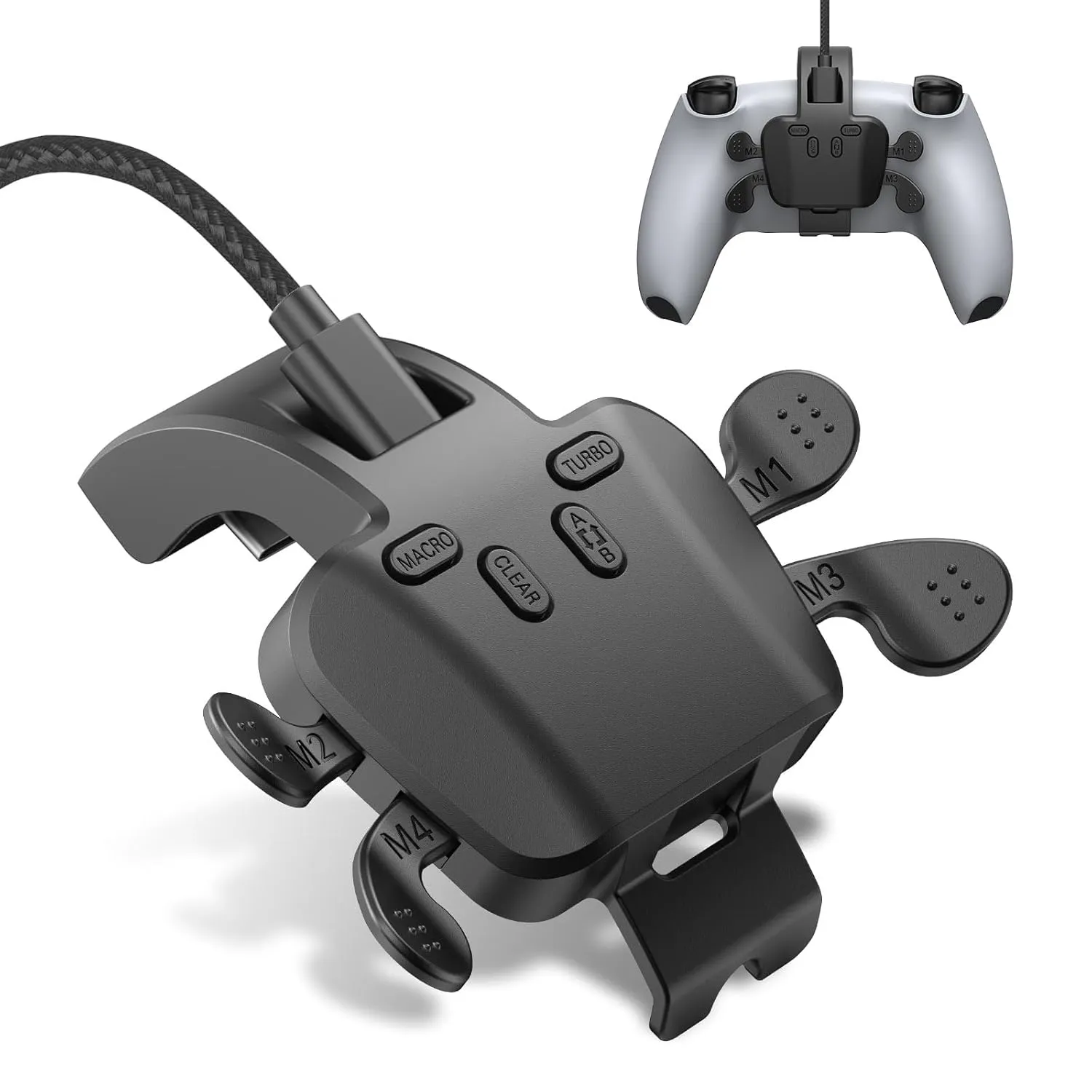 GMVOX Back Paddles for PS-5 Controller, 4 Bcak Programmable Buttons, Support Turbo/Map/Key Swap Functions, Plug and Play with USB Cable Wired Connection, for PS5 Console/PC/Mac/Android TV