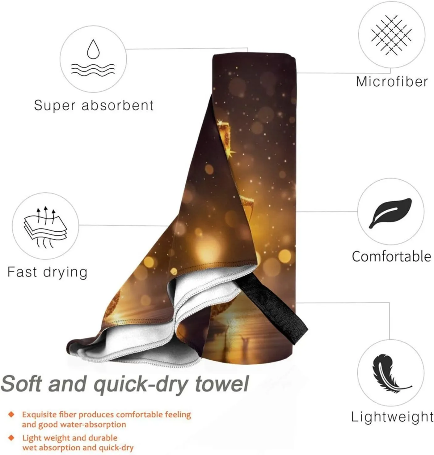 Golden Note Premium Compact Microfiber Travel Towel-Featherlight & Quick Dry,Sand-Resistant Beach Towel for Swimming,Camping,Vacation Essentials with Carry Pouch