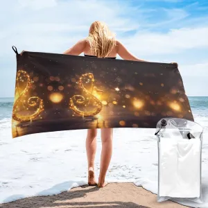 Golden Note Premium Compact Microfiber Travel Towel-Featherlight & Quick Dry,Sand-Resistant Beach Towel for Swimming,Camping,Vacation Essentials with Carry Pouch