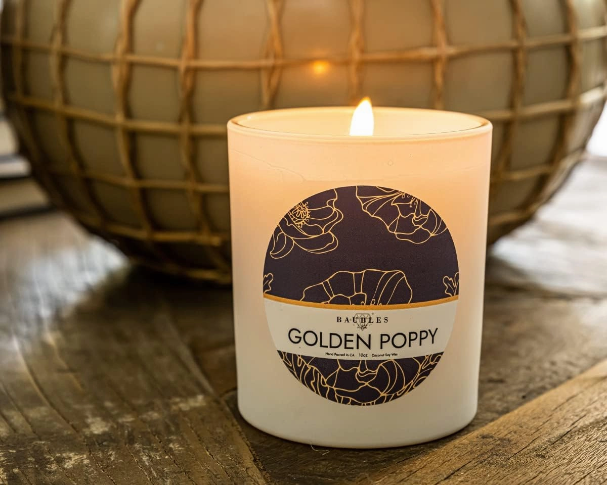 Golden Poppy Signature (Lemon Head   Tropical Hibiscus Blooms Scented) 10 oz Candle with Surprise Jewelry | Blooming Garden Collection