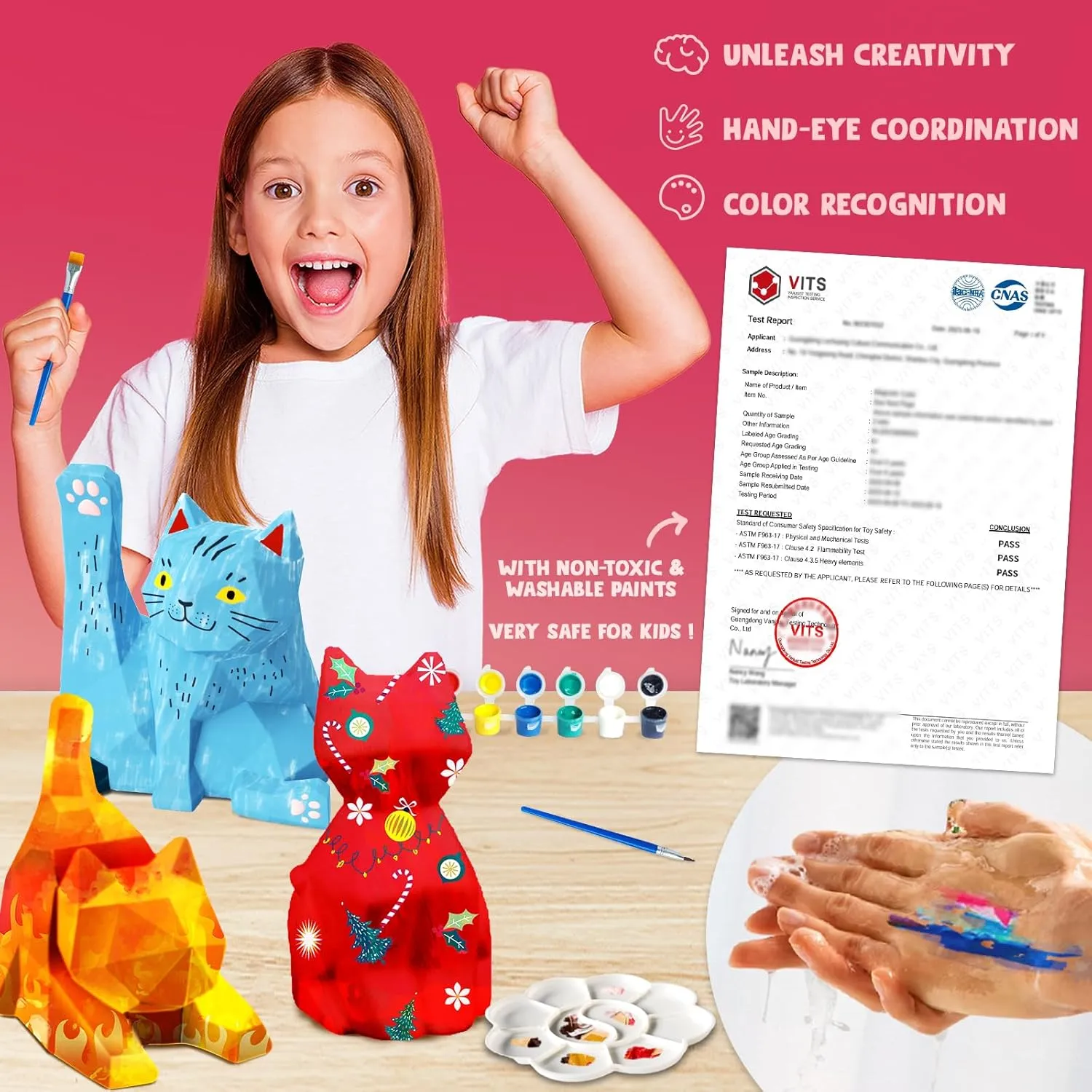 Goody King Paint Your Own Cat Lamp Kit 3pcs,DIY Cat Crafts Night Light, Arts & Crafts for Kids Ages 8-12, Painting Kit for Girls Boys Age 4 5 6 7 8 , Art Supplies Creative Gift for Birthday, Party