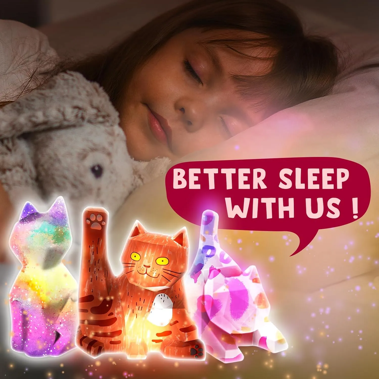 Goody King Paint Your Own Cat Lamp Kit 3pcs,DIY Cat Crafts Night Light, Arts & Crafts for Kids Ages 8-12, Painting Kit for Girls Boys Age 4 5 6 7 8 , Art Supplies Creative Gift for Birthday, Party