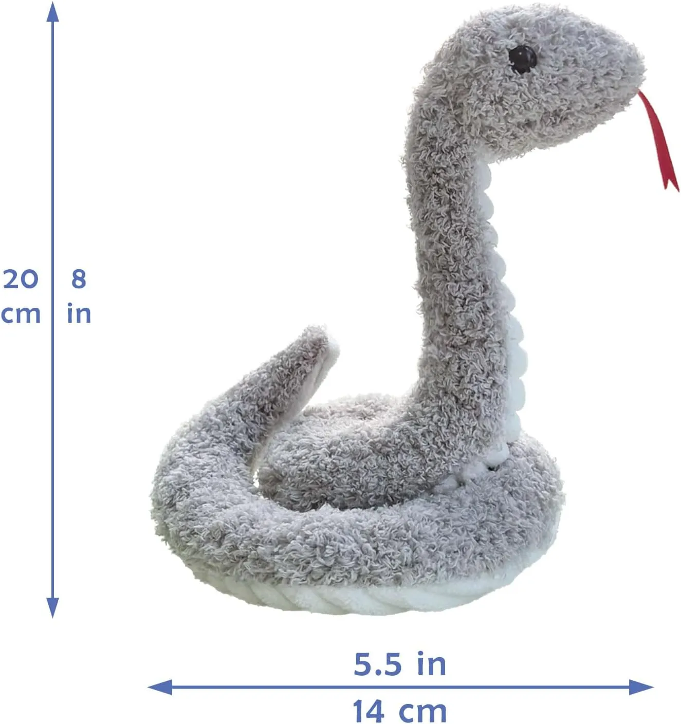 Gray Plush Snake Stuffed Animal Toy, Soft Cuddly Plushie Hugger Toy for Boys & Girls, Gifts for Kids or Girlfriend, 17 Inches