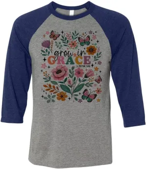 Grow in Grace Three-Quarter Raglan Sleeve Baseball Shirt Unisex