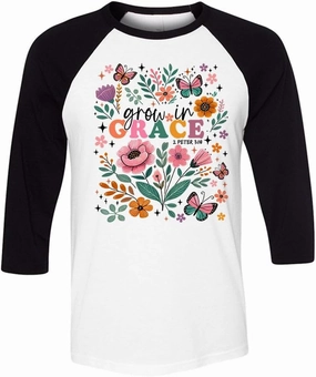 Grow in Grace Three-Quarter Raglan Sleeve Baseball Shirt Unisex