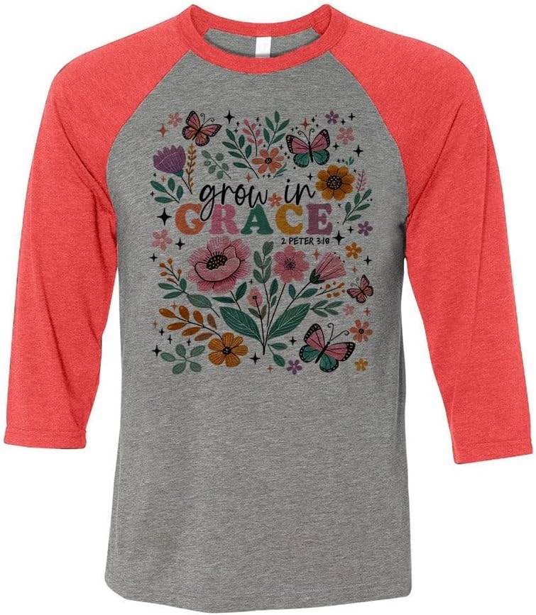 Grow in Grace Three-Quarter Raglan Sleeve Baseball Shirt Unisex