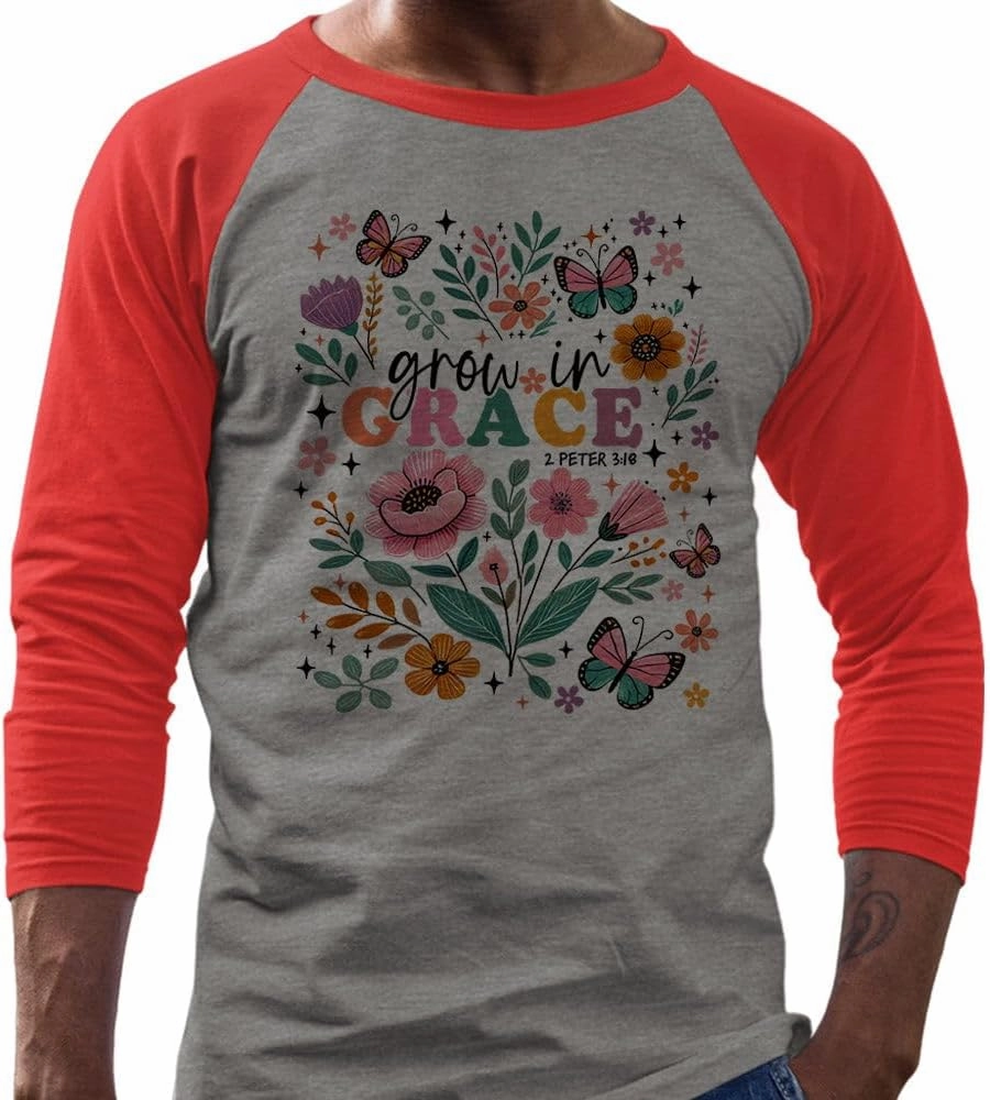 Grow in Grace Three-Quarter Raglan Sleeve Baseball Shirt Unisex