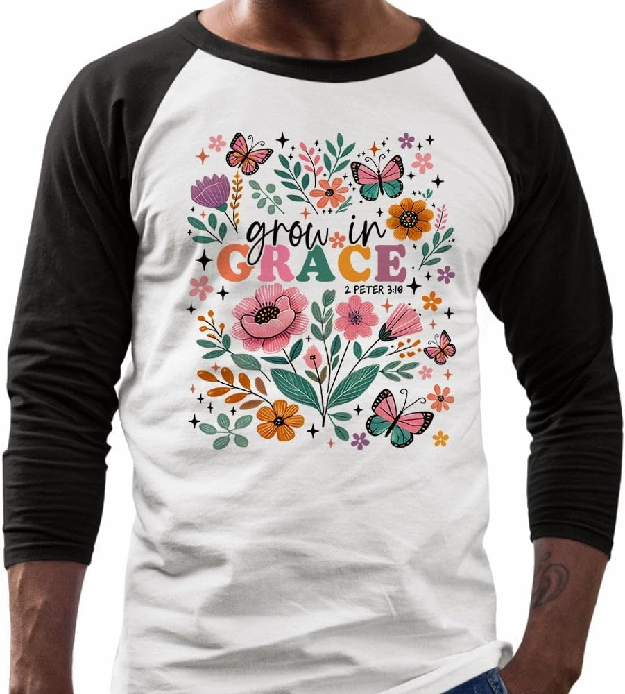 Grow in Grace Three-Quarter Raglan Sleeve Baseball Shirt Unisex