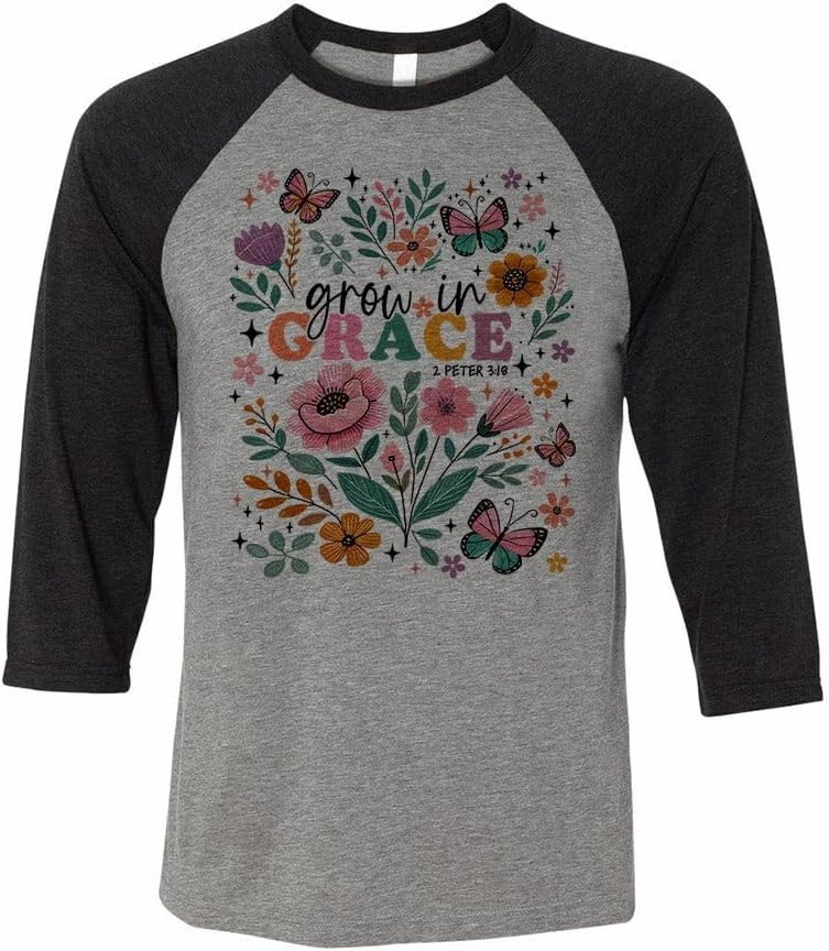 Grow in Grace Three-Quarter Raglan Sleeve Baseball Shirt Unisex