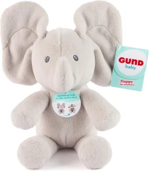GUND Baby Peek-a-Boo Flappy Elephant Plush, Elephant Stuffed Animal, Baby Toy for Ages 0 and Up, Gray, 7" (Batteries Not Required)
