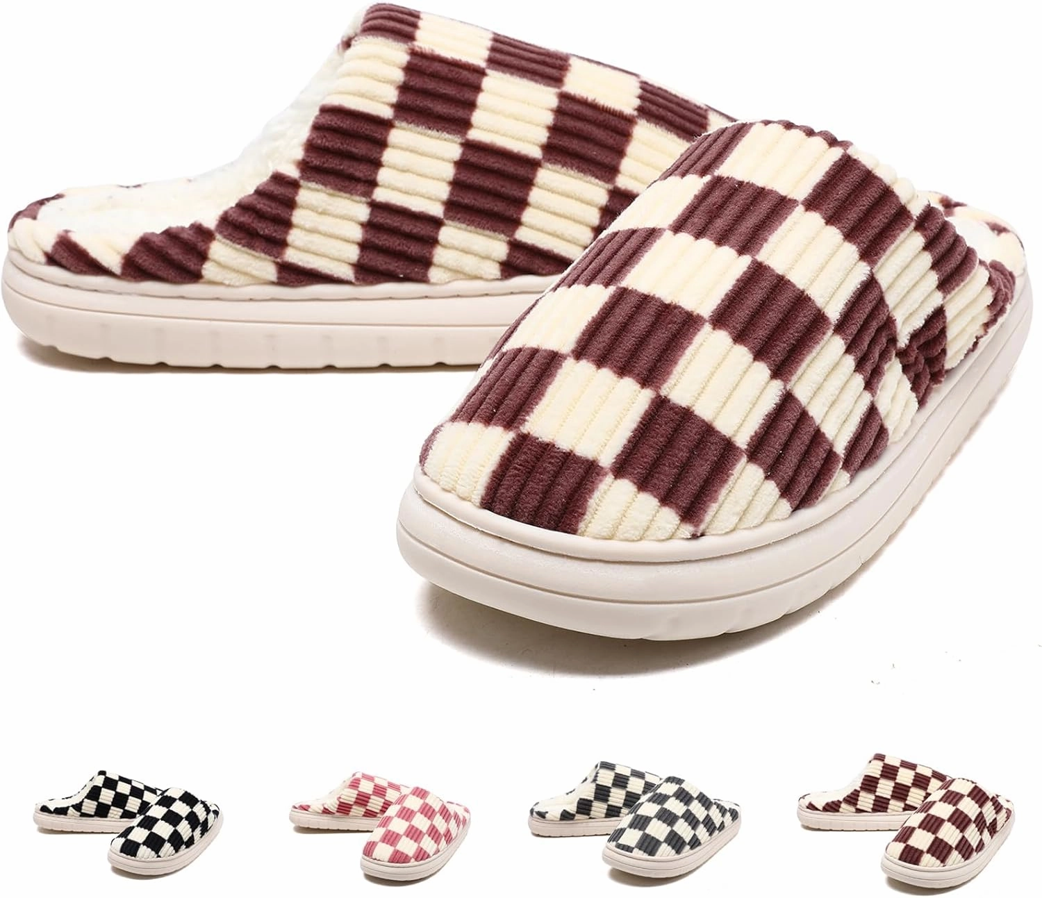 Guyarns House Slippers for Women & Men - Fuzzy, Casual Indoor/Outdoor Shoes with Memory Foam & Faux Fur Lining