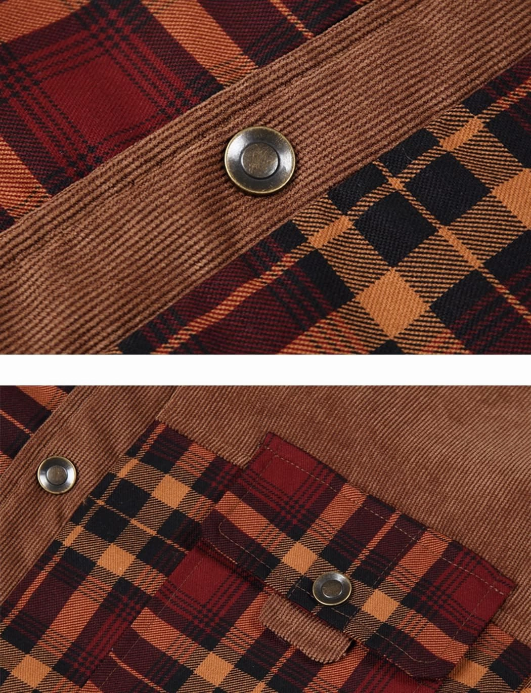 Haellun Men's Long Sleeve Sherpa Lined Shirt Jacket Flannel Plaid Fleece Coats
