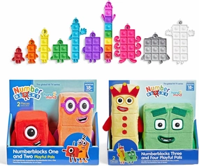 hand2mind Numberblocks One and Two Playful Pals, Three and Four Playful Pals, and Numberblocks Sensory Bubble Poppers Bundle