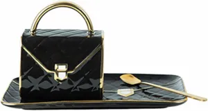 Handbag-Shaped Creative Mug With Saucer & Spoon, Creative Mug To Handbag Lovers, Wife And Girlfriend Holiday Gifts, Black