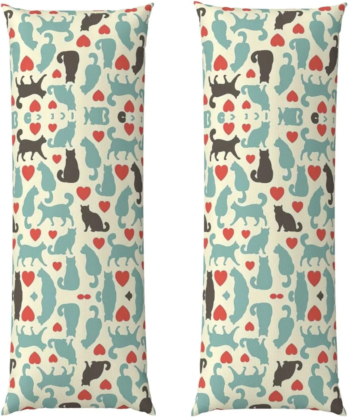 Happy Walking Kitty Print Body Pillow Cover Long Pillowcase Home Decor Body Pillow Sham Cute Pillowcase 1 Pack