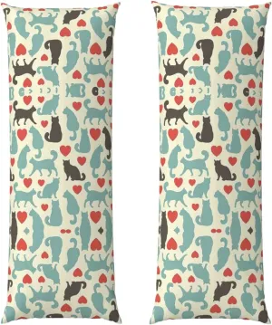 Happy Walking Kitty Print Body Pillow Cover Long Pillowcase Home Decor Body Pillow Sham Cute Pillowcase 1 Pack