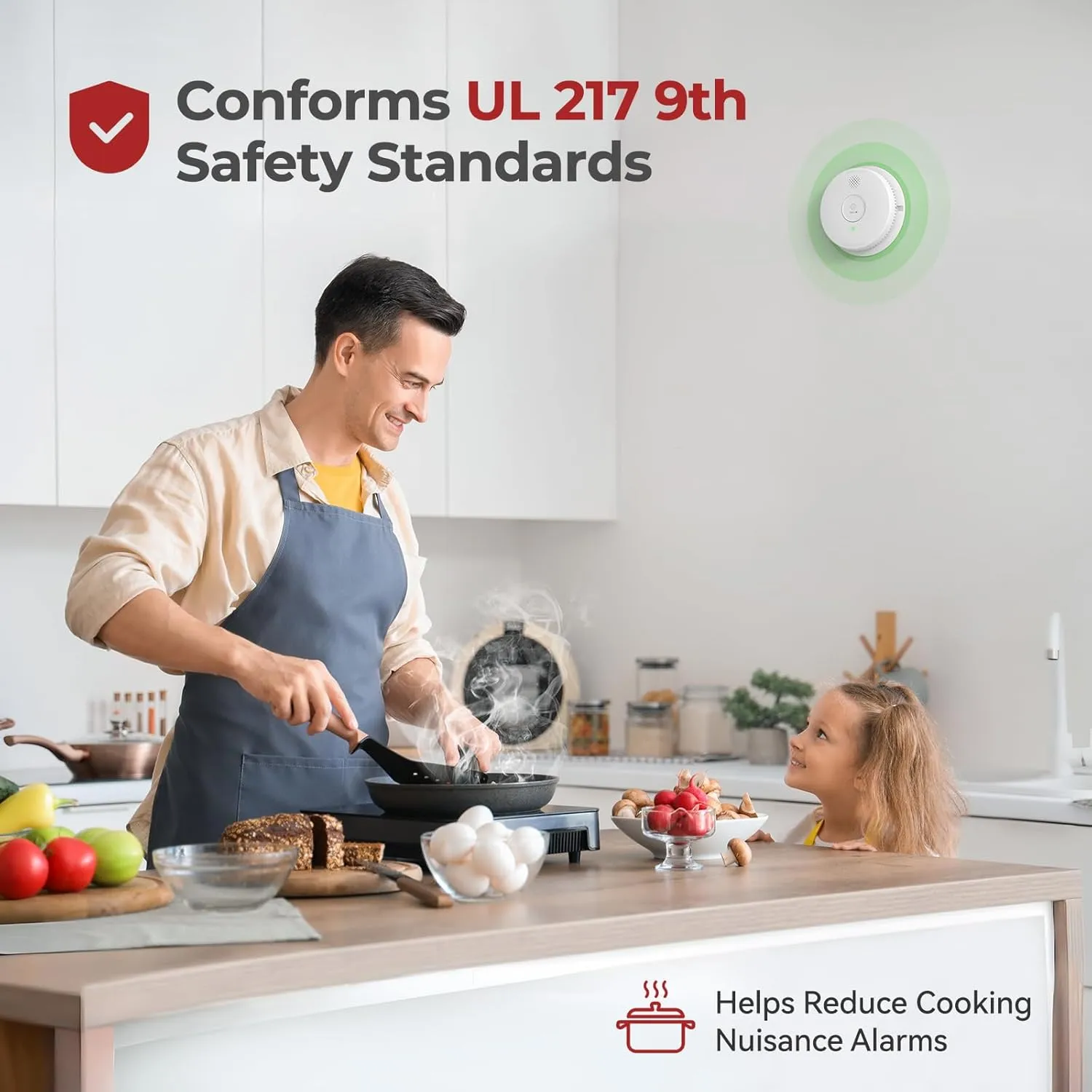 Hardwired Interconnected Smoke Detectors,Photoelectric Smoke Alarm with 9V Battery Backup,Test/Silence Button, Hard Wired Fire Alarm for Home GS562A 4pack