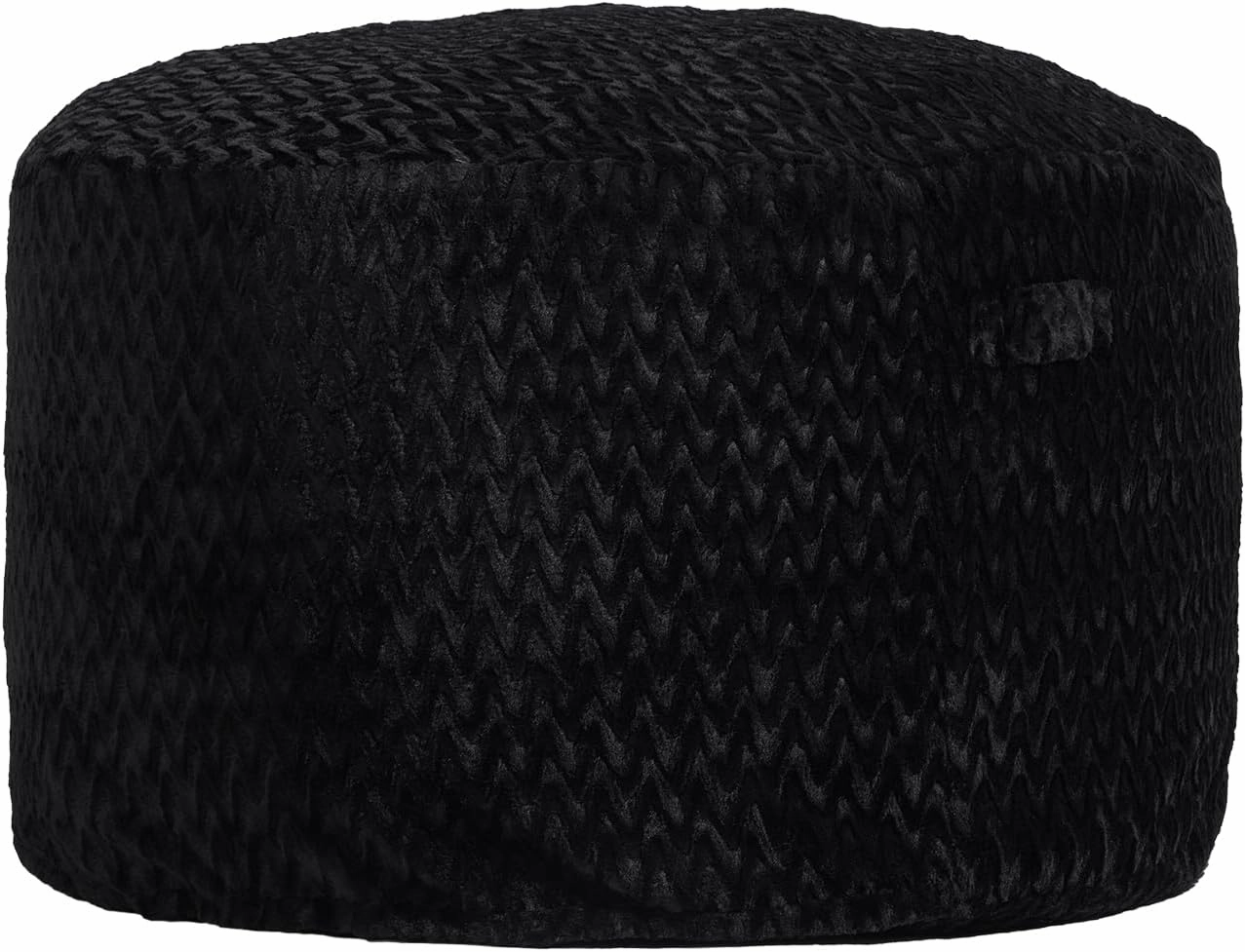 Hobestluk Bean Bag Chairs 2.5FT Bean Bag Chair with Memory Foam Filled & Chevron Plush Fur Cover Small Bean Bag Chairs for Playroom, Living Room, Bedroom (Black)