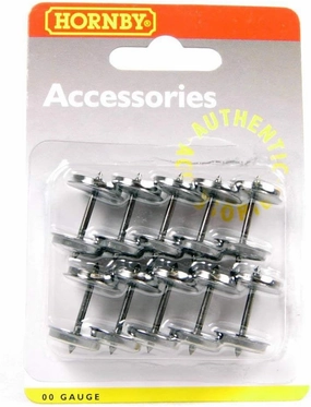 Hornby R8218 14.1mm Metal Disc Wheels - Spare Parts and Train Accessories for Hornby OO Gauge Model Railway Sets, Coupling and Modelling Tools - Disc Wheels (Pack of 10), Scale 1:76
