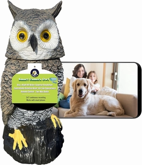 Indoor Camera Owl, Home Security Camera Owl with Rotatable Head, Night Vision, 2-Way Audio, Works with Phone, Decoration for Home