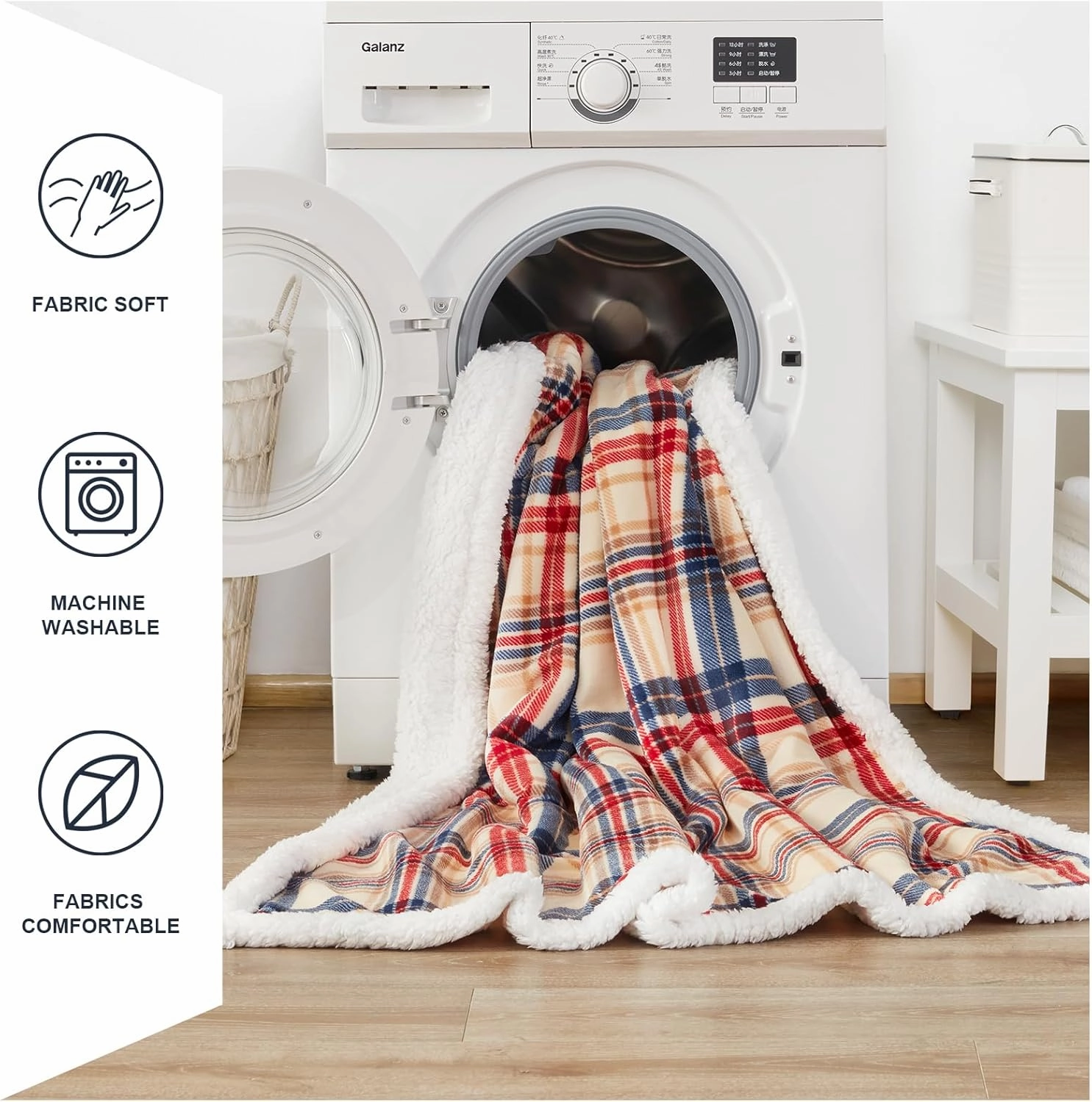 inhand Sherpa Throw Blanket Family-Friendly Brown Checkered Flannel Fleece Blankets for Couch, Bed, Sofa, King Fluffy Plush Plaid Soft Blankets and Throws for Adults, Women, Men (Brown, 90”x 104”)