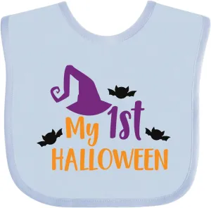 inktastic My First Halloween, Witch Hat, Pointy Hat, Bats Baby Bib