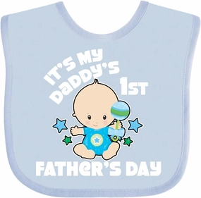 inktastic Its My Daddys 1st Fathers Day with Baby and Stars Baby Bib
