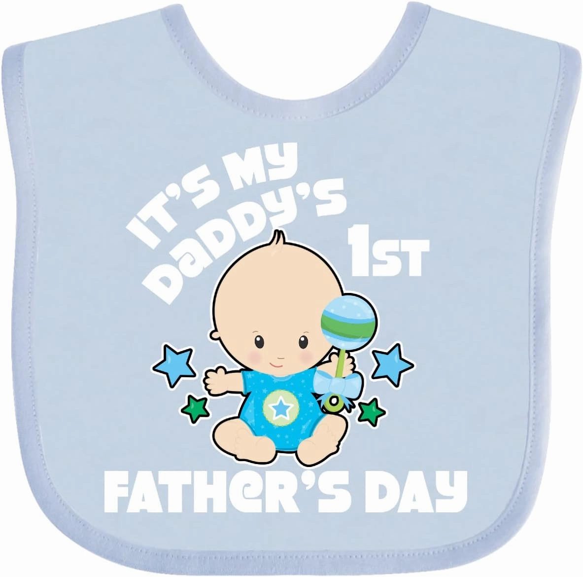 inktastic Its My Daddys 1st Fathers Day with Baby and Stars Baby Bib