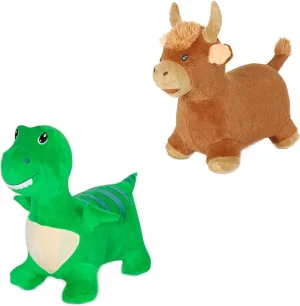 INPANY Bouncy Bull Hopping Toys - Toddler Brown Plush Highland Cow Hopper, Kids Inflatable Farm Animal Hopper Horse, Outdoor Ride on Rubber Bouncer, Toys for 2 3 4 Year Old Boy Girl Birthday Gifts
