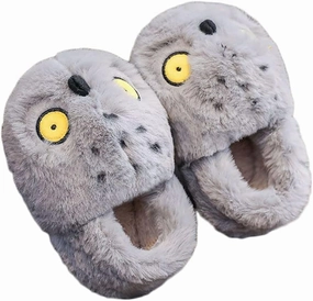 JadeRich Unisex-Child Owl Slippers Soft Plush Comfy Durable Anti-Skid Owl House Shoes Boys Girls