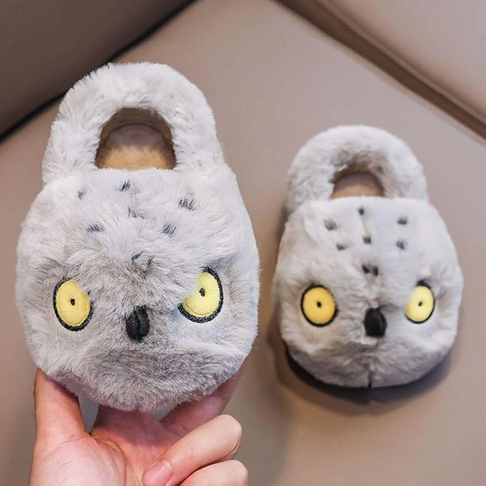 JadeRich Unisex-Child Owl Slippers Soft Plush Comfy Durable Anti-Skid Owl House Shoes Boys Girls