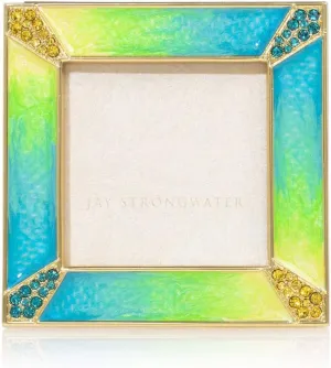 Jay Strongwater Leland Electric Green Pave Corner 2" Square Frame #SPF5130215