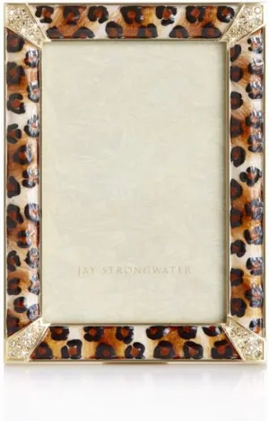 Jay Strongwater Leonard Pave Corner 4" x 6" Frame - Leopard Spotted